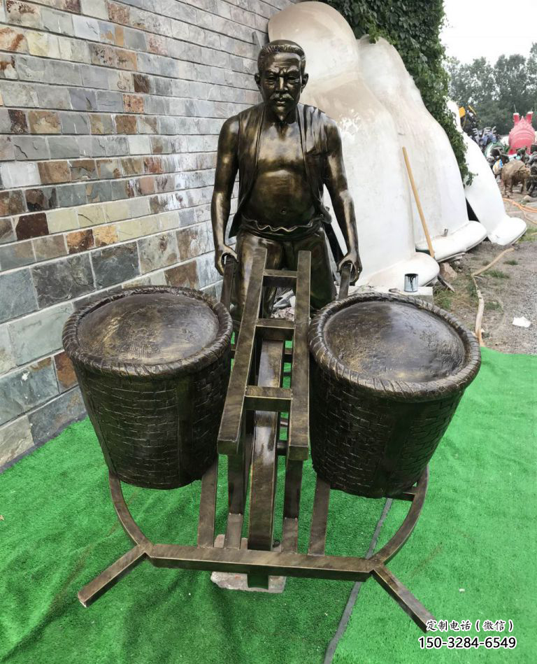 推車雕塑廠家，公園仿真人物小品，古代仿銅人物雕塑制作