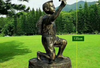 小孩雕塑廠家，校園仿銅人物，廣場園林小品擺件