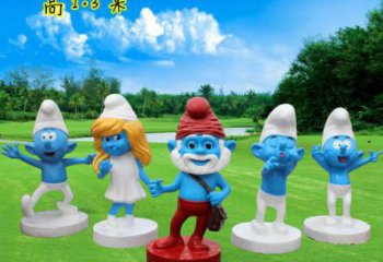 藍(lán)精靈雕塑廠家，動(dòng)漫影視劇小品，彩繪玻璃鋼雕塑制作