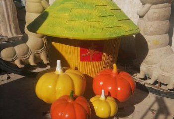 糧盾雕塑廠家，彩繪豐收主題雕塑，農耕題材雕塑小品