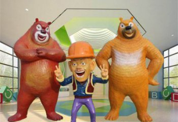 熊出沒雕塑廠家，動漫人物序偶，卡通玻璃鋼人物雕塑