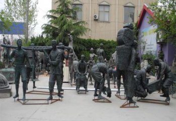 搬運工雕塑廠家，碼頭工人雕塑，玻璃鋼裝卸工雕塑廠