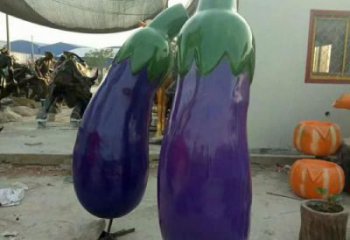 茄子雕塑廠家，仿真蔬菜雕塑，園林玻璃鋼茄子雕塑