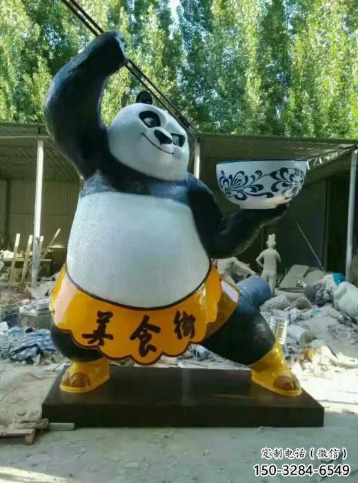 熊貓雕塑廠家,卡通動物擺件,玻璃鋼彩繪熊貓雕塑廠