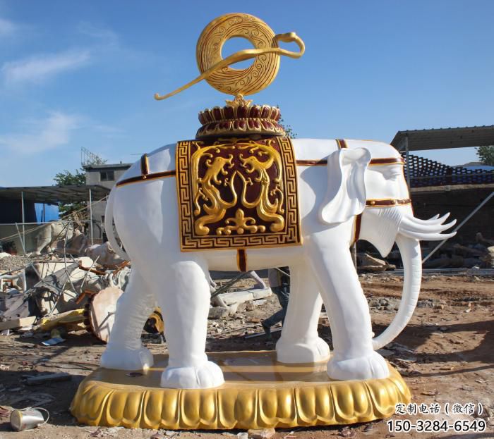 大象雕塑廠家，彩繪動物擺件，玻璃鋼仿真大象雕塑廠