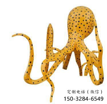 章魚雕塑廠家，彩繪動物擺件，玻璃鋼仿真章魚雕塑