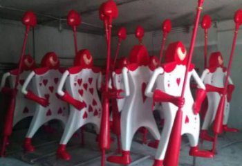 撲克雕塑廠家，抽象景觀雕塑，彩繪撲克雕塑廠