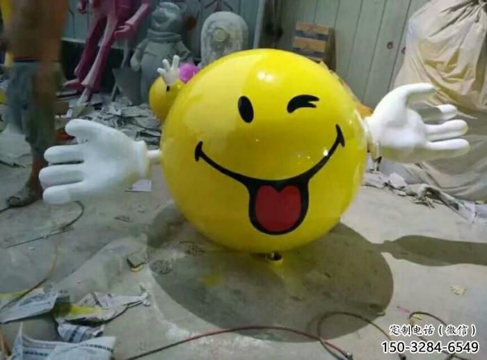抽象笑臉雕塑 步行街笑臉雕塑 卡通主題小品