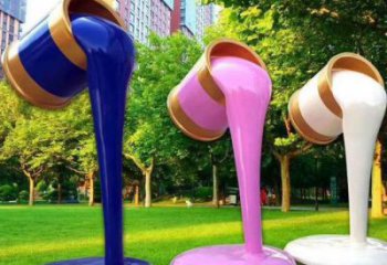 城市油漆桶雕塑 風景區彩繪雕塑 抽象擺件