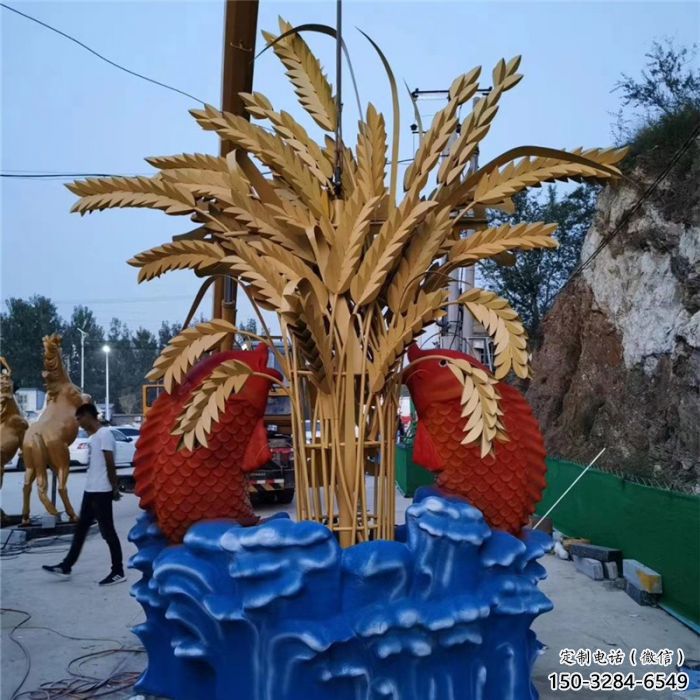 大型麥穗雕塑廠家 商業(yè)街廣場(chǎng)雕塑 古銅色擺件