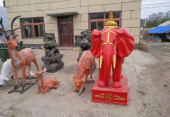店門口大象雕塑廠家 創意彩繪雕塑 仿真擺件