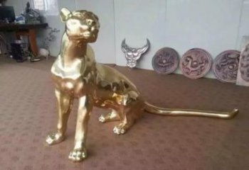 古銅色豹子雕塑廠家 大型城市雕塑 商業街擺件