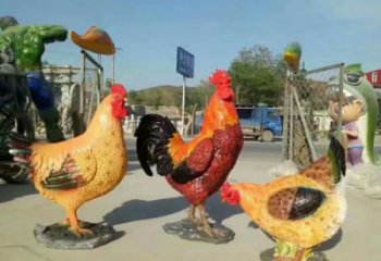 商業(yè)街公雞雕塑廠家 售樓處學(xué)校雕塑 家禽擺件
