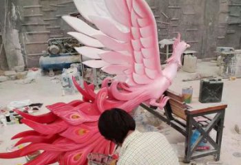 公園鳳凰雕塑廠家 酒店門(mén)口雕塑 彩繪擺件