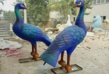 公園孔雀雕塑 酒店門(mén)口雕塑 彩繪擺件