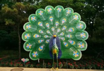 酒店孔雀雕塑 庭院仿真雕塑 彩繪小品