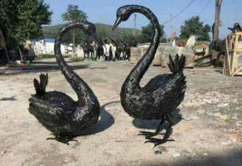 仿真天鵝雕塑 店門口園林雕塑 動物小品制作