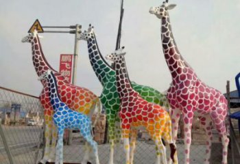 門口長頸鹿雕塑 售樓處仿真雕塑 彩繪小品