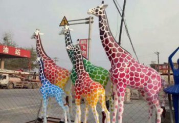 園林長頸鹿雕塑 田間彩繪雕塑 仿真擺件