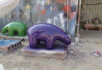 抽象北極熊雕塑 店門口彩繪雕塑 步行街?jǐn)[件