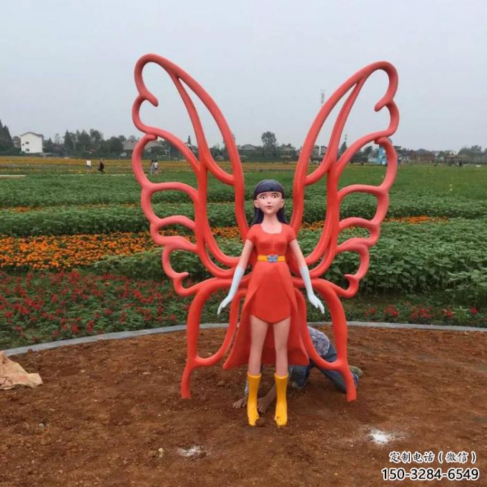 動漫蝴蝶仙子雕塑 酒店公園雕塑 風景區擺件