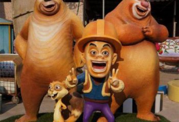 酒店熊出沒雕塑 庭院動漫雕塑 彩繪小品