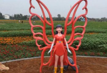 動漫蝴蝶仙子雕塑 酒店公園雕塑 風景區(qū)擺件
