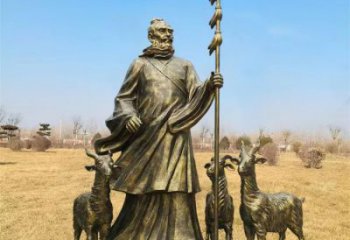 仿古漁夫雕塑 庭院彩繪雕塑 田間小品