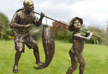 田間漁夫雕塑 彩繪民俗雕塑 園林擺件