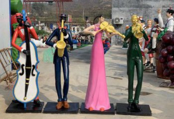彩繪音樂人雕塑 店門口園林雕塑 宣傳小品