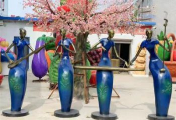 門口音樂人雕塑 售樓處彩繪雕塑 仿真小品