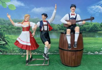 田間音樂人雕塑 仿真彩繪雕塑 園林擺件