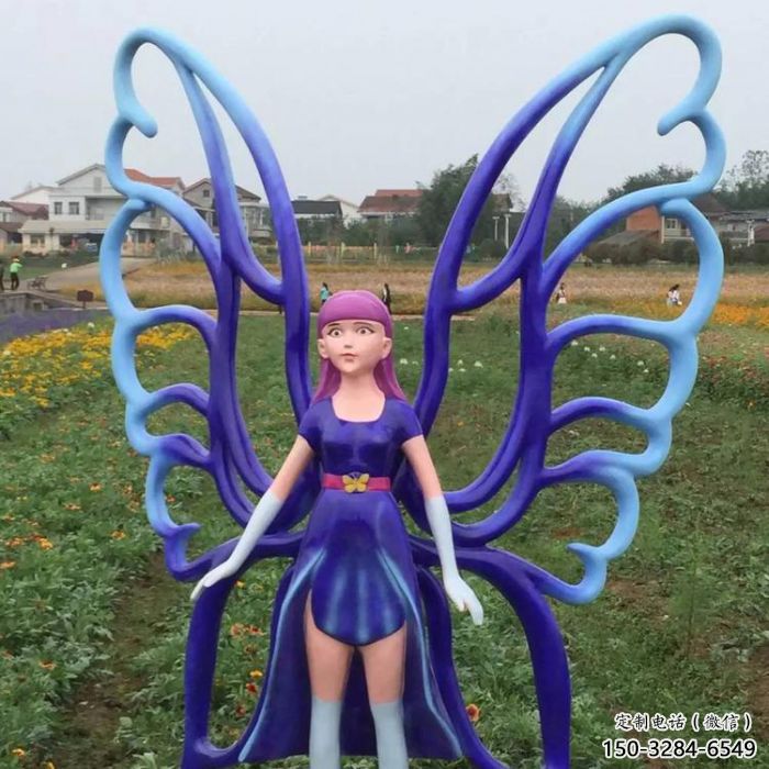 彩繪蝴蝶仙子雕塑 動漫雕塑 步行街擺件
