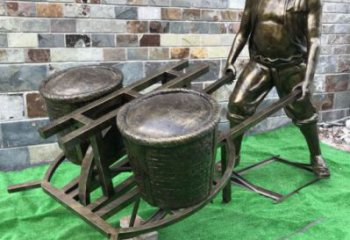 仿古推車雕塑 庭院彩繪雕塑 田間小品