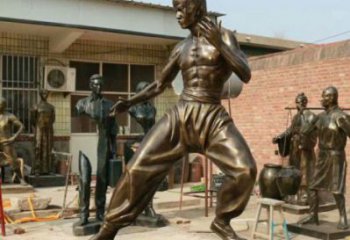 創意李小龍雕塑 步行街店門口雕塑 近代小品