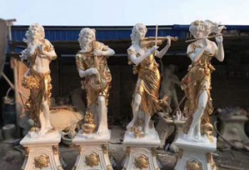 仿古四季女神雕塑 庭院彩繪雕塑 田間小品