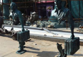 店門口旅行者雕塑 創(chuàng)意景觀雕塑 空心人擺件