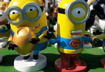 酒店小黃人雕塑效果圖 景觀美陳卡通雕塑 現代動漫雕塑