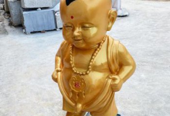 仿銅小和尚雕塑 彩繪兒童雕塑 商業(yè)街肖像雕塑