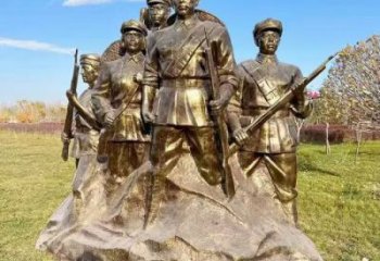 大型紅軍雕塑選用 歐式步行街抗戰(zhàn)雕塑 彩繪革命雕塑