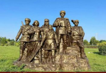 街頭紅軍雕塑效果圖 大型別墅區(qū)革命雕塑 鑄銅抗戰(zhàn)雕塑