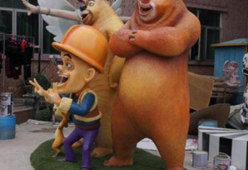 公園熊大雕塑效果圖 酒店門口雕塑 彩繪擺件