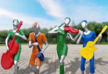 彩繪吹拉彈唱雕塑廠 電鍍現(xiàn)代樂(lè)隊(duì)雕塑 公園音樂(lè)人雕塑