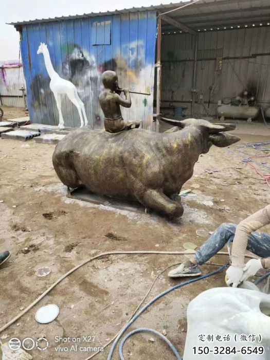 戶外牧童雕塑 噴漆民俗雕塑 仿真玻璃鋼雕塑