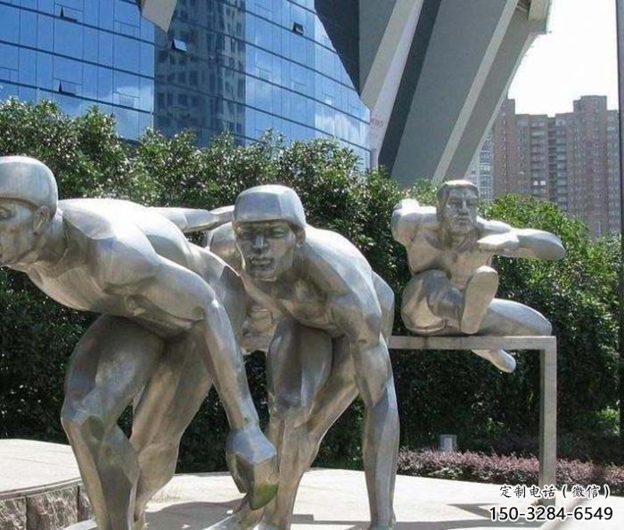 庭院跨欄雕塑廠家 公園草地體育雕塑 鍛造運(yùn)動(dòng)員雕塑