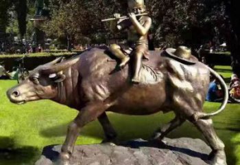 廣場牧童雕塑 抽象民俗雕塑 烤漆玻璃鋼雕塑