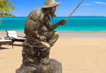 抽象姜太公雕塑 玻璃鋼釣魚雕塑 室內民俗雕塑