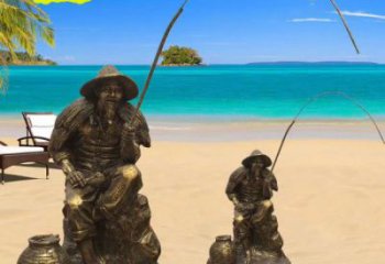 創意姜太公雕塑 玻璃鋼釣魚雕塑廠家 公園民俗雕塑