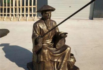 仿古姜太公雕塑廠家 草地釣魚雕塑 房地產民俗雕塑