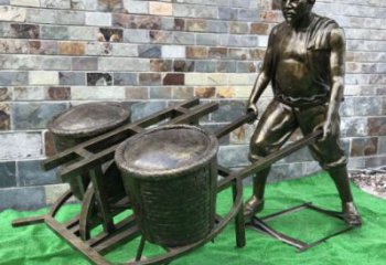 民俗獨輪車雕塑廠家 酒店公園雕塑 風景區擺件